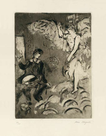 Marc Chagall, "L'apparition. I", Aquatintaradierung 1924/1925, Galerie Boisserée